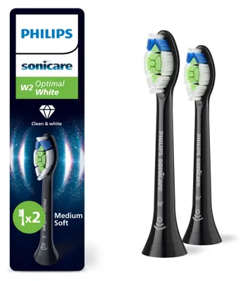 Produktbild von Philips Sonicare Optimal White HX6062/88 Doppelpack Bürstenköpfe, 2 Stück(e), Schwarz, 3 Monat( e), Medium, 62000 Bewegungen pro Minute, Philips
