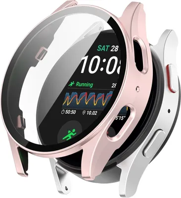 Produktbild von Für Samsung Galaxy Watch 7 40mm Kunststoff PC Smart Watch Hülle + Schutz Hart Glas Rose Gold