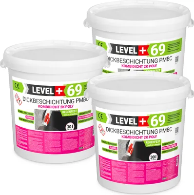 Produktbild von Bitumen Dickbeschichtung 2K Polystyren Keller Fundamente 90L Abdichtung LEVEL+69