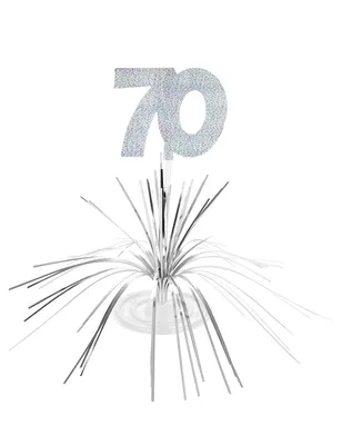 Image de Présentoir de table - chiffre 70 accessoires de fête noir-or-blanc 23 x 30 cm - -