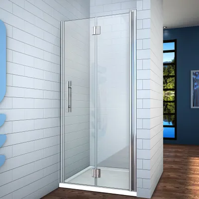 Produktbild von 100x197cm+180° Falttür&Drehtür NANO+ESG Glas Eckeinstieg Duschabtrennung Duschtür
