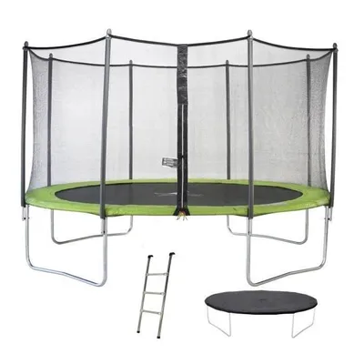 Produktbild von KANGUI TWIN Trampolin Ø 360cm - Grün - mit Sicherheitsnetz, Leiter, Schutzhülle