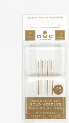 Produktbild von DMC Sticknadel für Gobelinstickerei, abgerundete Spitze, 4 Stk, vergoldet, Größe 26