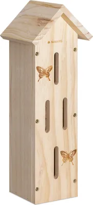 Produktbild von Navaris Schmetterlingshaus aus Holz - Schmetterlingshotel für Garten Balkon - Insektenhotel Schmetterling - robust und stabil - Kiefernholz Natur
