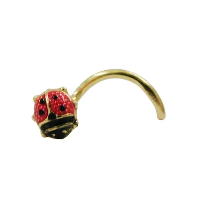 Produktbild von Nasenstecker 3x3mm Spirale mit Marienkäfer 18Kt GOLD gold 3x3mm