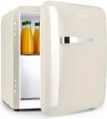 Produktbild von Klarstein Mini Kühlschrank mit Gefrierfach, 32L Mini-Kühlschrank für Getränke & Kosmetik, Kleine Minibar im Retro-Design, Kühlschrank Klein & Leise, Kleiner Skincare Kühlschrank für Zimmer