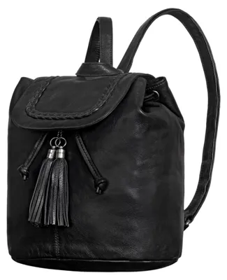 Produktbild von Vintage Leder-Rucksack für Damen - Kleiner Tagesrucksack in Schwarz