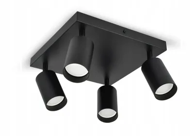 Obrázek produktu pro Luxolar - Led stropní svítidlo kovové otočné 4 plameny - Závěsné svítidlo černé GU10 15W - Stropní svítidlo do obývacího pokoje, černý kov