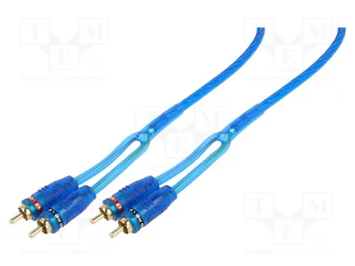 Immagine prodotto di 1 cavo per amplificatore, con 2 connettori RCA (femmina), 2 connettori RCA (maschio), lunghezza 5 metri. Qualità professionale, ideale per auto