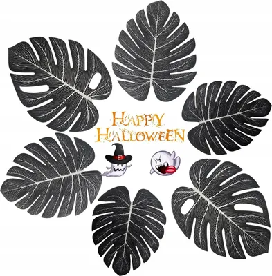 Produktbild von 72 Stück schwarze Blätter Monstera dekorative Halloween Tischdekorationen