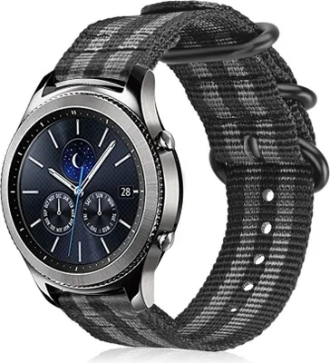Produktbild von Strap-it Samsung Gear S3 Classic / Frontier Nylon Schnallenband (Schwarz / Grau)