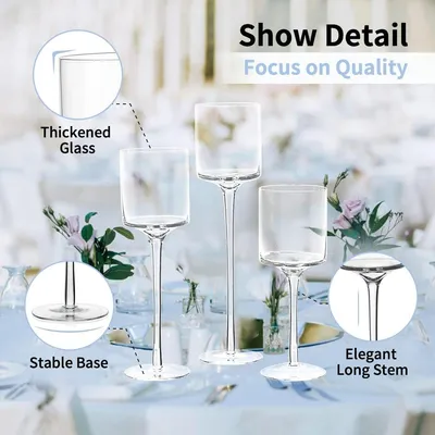Glas Kerzenhalter Set - Elegante Dekoration - Hohe Kerzenhalter