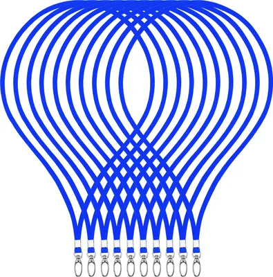 Produktbild von 10 unbedruckte Schlüsselbänder Royalblau Lanyard Blau edel glänzend 1cm breit Umhängeband für Ausweis Kartenhalter Schutzhüllen Schlüsselband