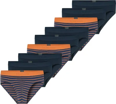 Produktbild von Schiesser 9er Pack 95/5 Organic Baumwolle Rio Slip / Unterhose Sportlicher Webgummibund mit kontraststarkem Logo , Bequeme Beinausschnitte, In perfekt sitzender, elastischer Single-Jersey-Qualität
