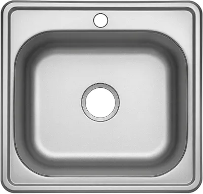 Produktbild von [Edelstahlspüle 48x48 cm mit Armatur] Hochwertig beidseitig Montierbar Küchenspüle Eckig Einbauedelstahlspüle Edelstahl Spülbecken f. Unterschränke ab 45 cm inkl. Siphon-Set und Armatur