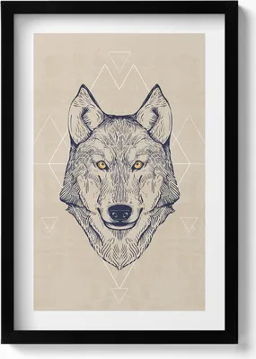 Produktbild von Wolfskopf– Wandbild mit Rahmen – Gerahmtes Bild  – Wanddekoration – 40x60 cm –  Schwarz