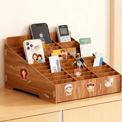 Image de Solidchoice - Boîte de rangement en bois pour téléphones, avec 36 compartiments