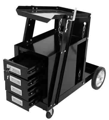 Zdjęcie produktu dla Wózek spawalniczy, solidna metalowa konstrukcja, 28" x 18" x 36", 4 szuflady, nośność 250 funtów, ciche gumowane kółka