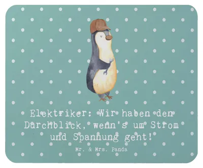 Produktbild von Mr. & Mrs. Panda Mousepad Elektriker Durchblick - Meeresbrise - Geschenk, Mouse Pad, personalisierte Geschenke, pc, Handwerker, für Berufstätige, mausunterlage, Beruf