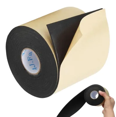 Produktbild von Schaumstoffdichtung, selbstklebendes Dichtband, 3 mm dick, selbstklebendes Schaumstoffband, schwarzer Schaumstoff, Dichtband, für Türrahmen, Fensterdichtung, Tür, Auto, Möbelbeschichtung (schwarz, 3 m)