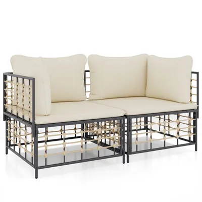 Produktbild von vidaXL Ecksofas mit Kissen 2 Stk. Modular Poly Rattan