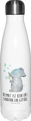 Produktbild von Mr. & Mrs. Panda Wasserflasche Elefant Seifenblasen - Weiß - Geschenk, Liebesspruch, Liebe, Thermos, thermosflaschen, Trinkflasche, Heimat, thermobehälter, edelstahl