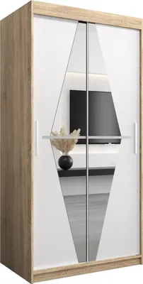 Produktbild von Kleiderschrank, Schiebetürenschrank Schlafzimmer, Schrank mit Spiegel BOLIWIA 100 cm