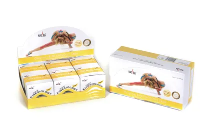 Produktbild von Nasara Kinesiologie Tape 5m x 5 cm 6er Box : gelb Farbe: gelb