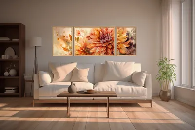 Produktbild von Wallity, Huhu301 - 50 x 140, Dekorativ gerahmtes MDF-Gemälde (3 Stück), Mehrfarbig, 100 % MDF , 50 x 35 x 2 cm