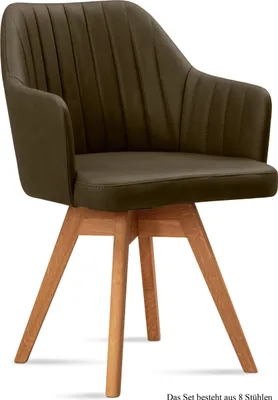 Produktbild von Armlehnstuhl drehbar (8er-Set) Dotty 58x81x60 Eiche geölt/Khaki