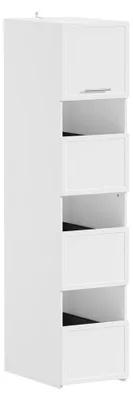 Productafbeelding van SoBuy Hoge Opbergkast Wit Modern met Lades en Planken voor Wasruimte Hoge smalle kast met gesloten bovenkast drie BZR232-W