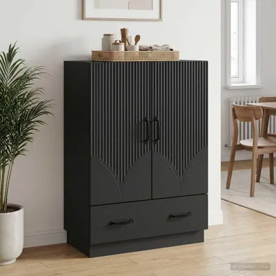 Immagine prodotto di Credenza vidaXL nera 66 x 34,5 x 92 cm in materiale derivato dal legno
