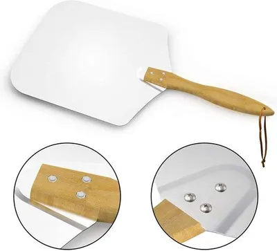 Productafbeelding van Famanu pizzaschep, aluminium met houten handvat - 30,5 cm x 35,5 cm