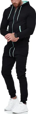 Produktbild von Herren Freizeitanzug Jogginganzug Sweatwear 704   Schwarz-Mint L