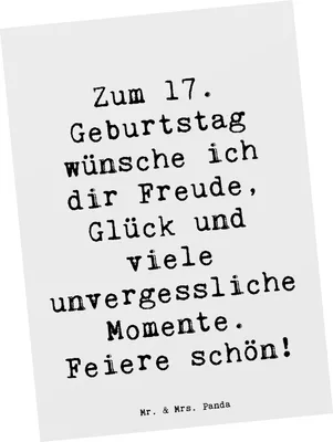 Produktbild von Mr. & Mrs. Panda Postkarte Spruch 17. Geburtstag - Weiß - Geschenk, Glückwunsch, Postkarten, Fotokarte, Glück, Freude, Ansichtskarten, persönliche Geschenke, Meilenstein