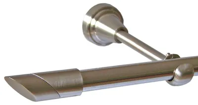 Produktbild von Gardinenstange Set Edelstahl Look Metall Ø 16mm zur Wandbefestigung 1-läufig Modern Schräge, Länge wählbar H14E13