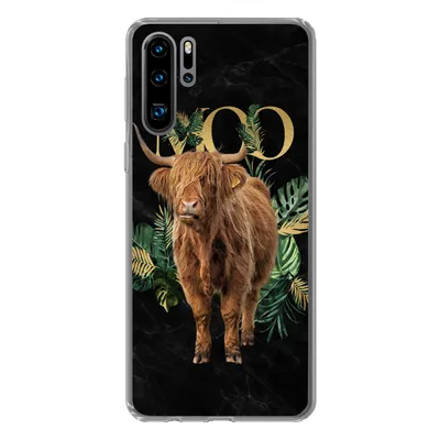 Produktbild von MuchoWow® Handyhülle Schutzhülle Hülle für Huawei P30 Pro Zauberspruch - Schottischer Hochländer - Pflanzen Silikon Softcase Handy Hülle - Schutzdeckel