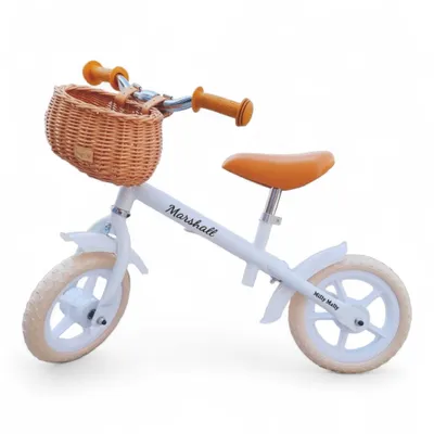 Zdjęcie produktu dla WikliBOX - Wiklinowy koszyk na rower biegowy naturalny na paski dla dzieci Dumpy MINI 22x16xH12 cm