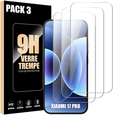 Image de 3 Verre Trempé pour Xiaomi 17 Pro, Vitre Protection Anti-Rayures 9H Antichoc Transparent