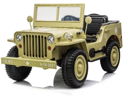 Produktbild von Willy's Army Jeep - Kinder Elektroauto - 24V - mit Fernbedienung - 4x4 - Beige