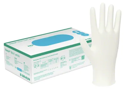 Produktbild von 10x B. Braun Vasco® Nitril white Einmalhandschuhe - XS / Weiß | Packung (100 Stück)