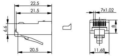 Obrázok produktu pre Telegärtner RJ45 zástrčka MP8 100023025