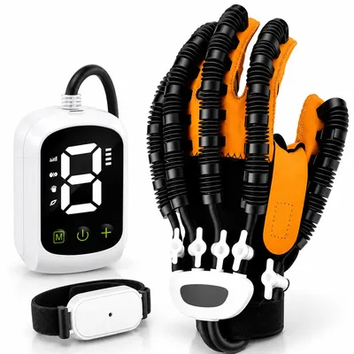 Produktbild von Reha-Handschuh, Roboter-Rehabilitationshandschuh mit 4 Trainingsmodi und 9 Intensitätsstufen, LED-Anzeige,Schlaganfall Therapiehilfe für linkeHand