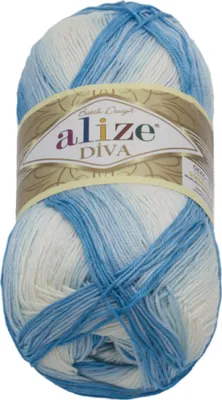 Immagine prodotto di Filato DIVA BATIK - 100g / 350 m - Bianco,Blu