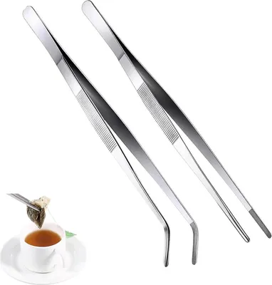 Produktbild von 2er Set Edelstahl Pinzetten 25cm lang für Wasserhaustiere, Korallen, Basteln, Kochen, Reparatur