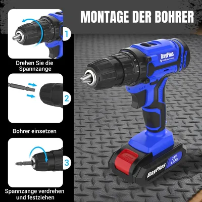 Immagine prodotto di Set di avvitatore a batteria - Trapano a batteria da 21V - 45 Nm, 25+1 livelli di coppia, 2 velocità, mandrino autoserrante da 1 cm, luce LED, accessori in 29 pezzi