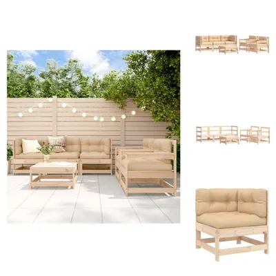 Image de vidaXL Ensemble salon de jardin 6 pièces avec coussins bois massif - Ensembles de meubles de jardin
