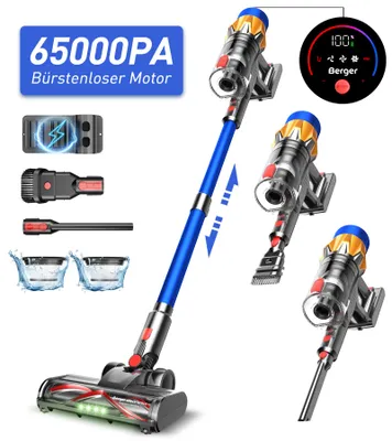 Produktbild von MIBODE Staubsauger, Anyson 1.8L Staubsauger, Akku-Hand-und Stielstaubsauger, Staubsauger Kabellos, 70 min Laufzeit, Berger 65000 Pa/600W, HEPA Filter