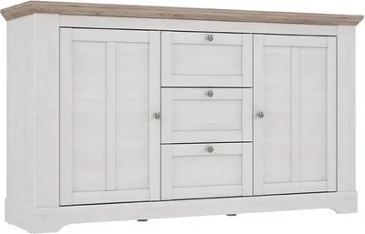 Produktbild von Furniture24 Kommode Iloppa TIQK231 Sideboard 160 cm breit 2 Türen 3 Schubladen Schneeiche