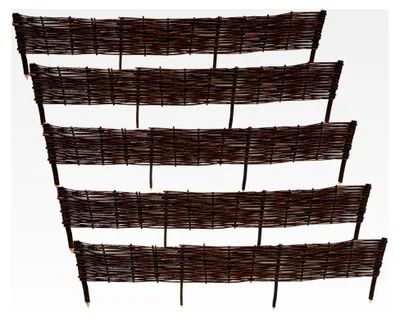 Produktbild von Weidenzaun 5er Set, 120 cm x 20 cm, Natürlicher Weidenzaun, Holz-Zaun für Rasenkante, Handgefertigter Weidenflechtzaun, Beetbegrenzung